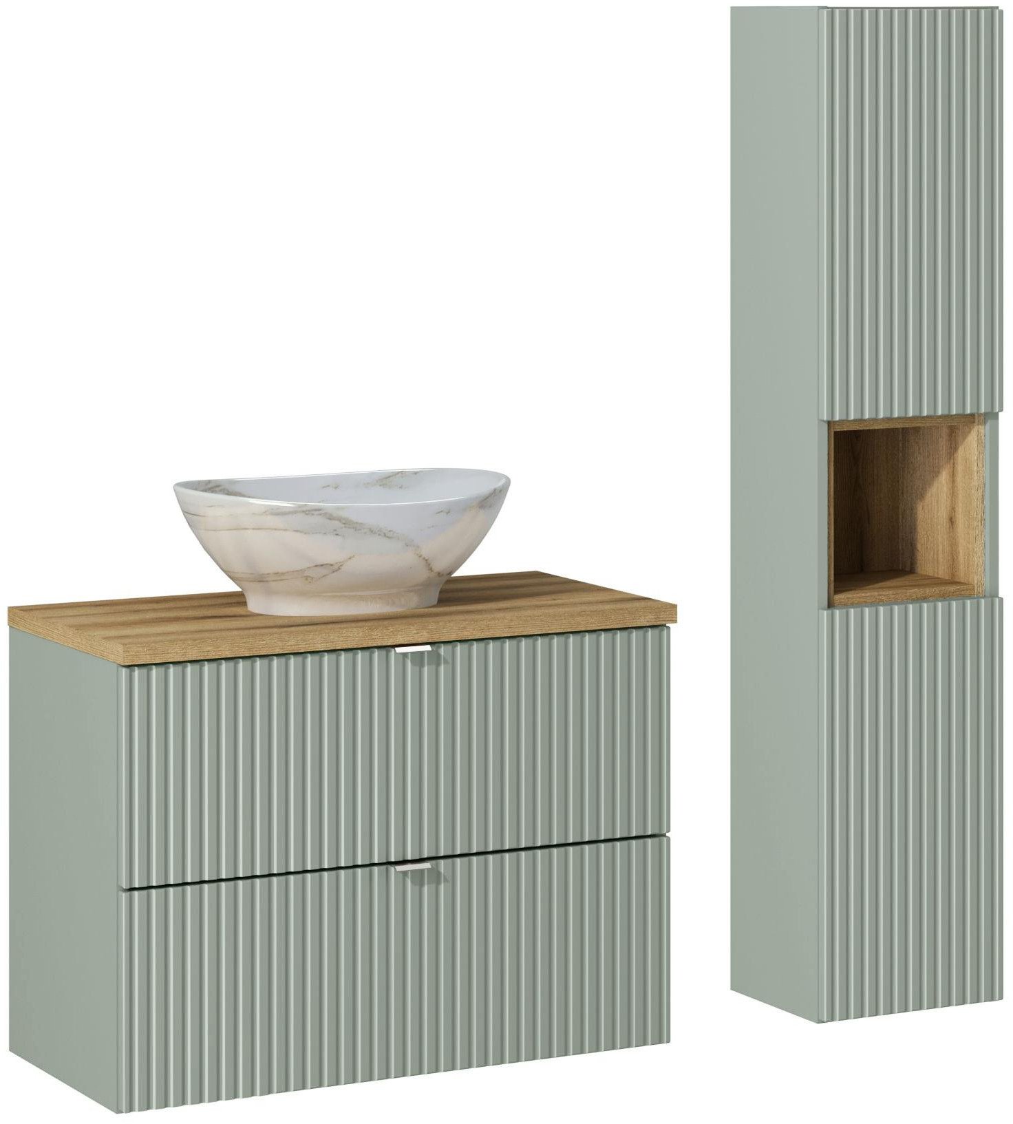 Zestaw meblowy 80cm z blatem, umywalką nablatową Pati i szafką wysoką