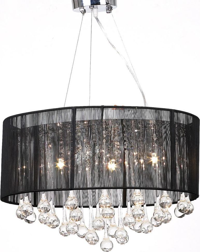 Lampa wisząca Lumes Czarny okrągły żyrandol z kryształami - EX152-Flezi