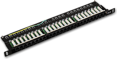 Alantec Patch panel UTP kat.5e, Optimum 0.5U - 24 porty LSA z półką, czarny (PK032)