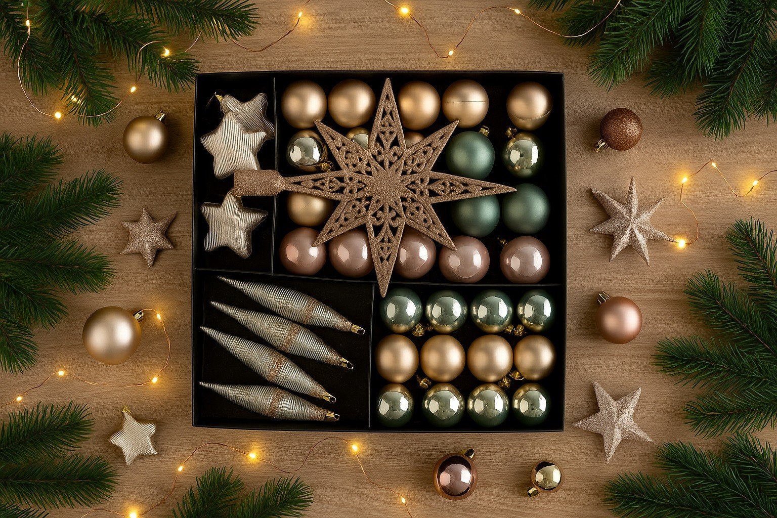 Ewax zestaw bombek z gwiazdą złoto/srebro 3301