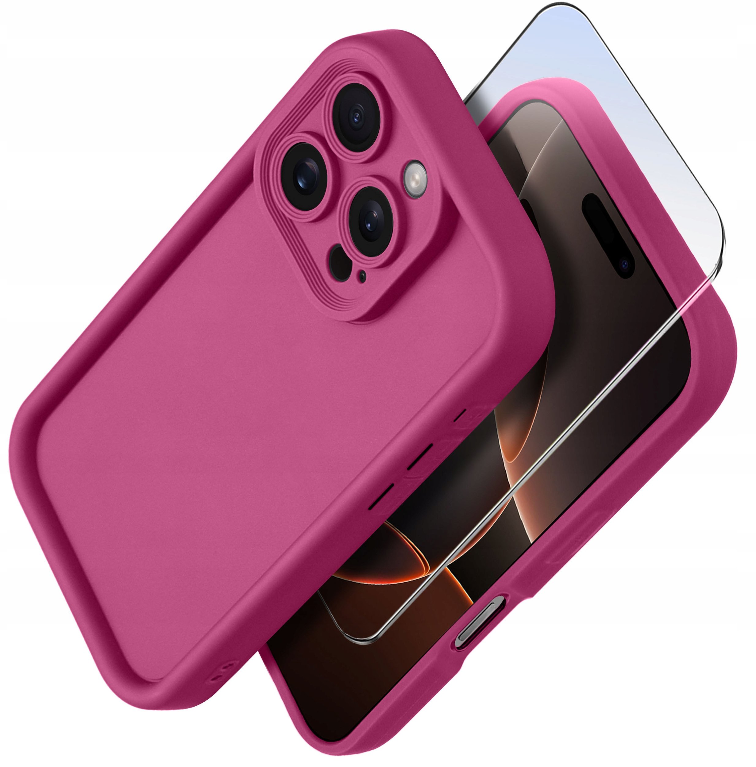 Etui do iPhone 16 Pro silikonowe MATOWE + Szkło ochronne na ekran 9H