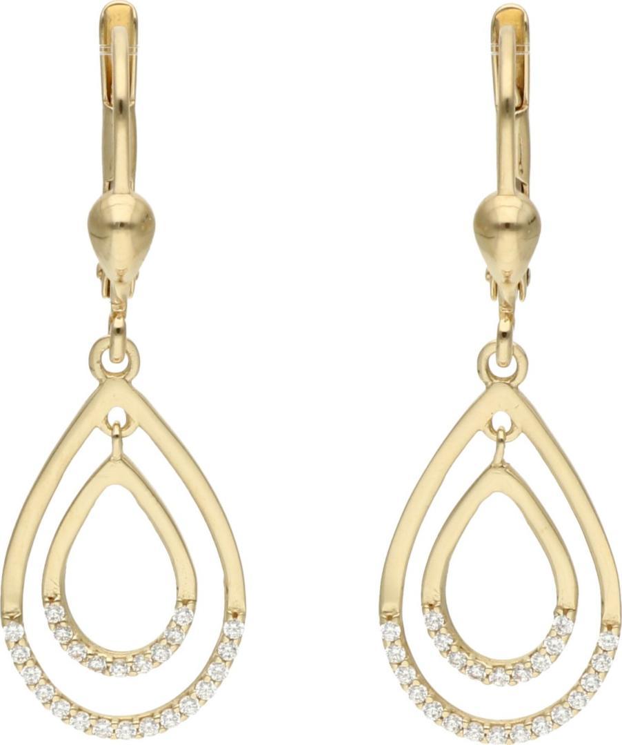 Rosanto Złote wiszące kolczyki z cyrkoniami na angielskim 585 14k