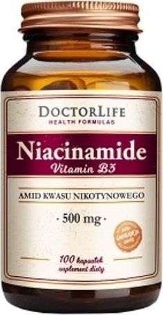 Doctor Life DOCTOR LIFE_Niacinamide Vitamin B3 amid kwasu nikotynowego 500mg suplement diety 100 kapsułek