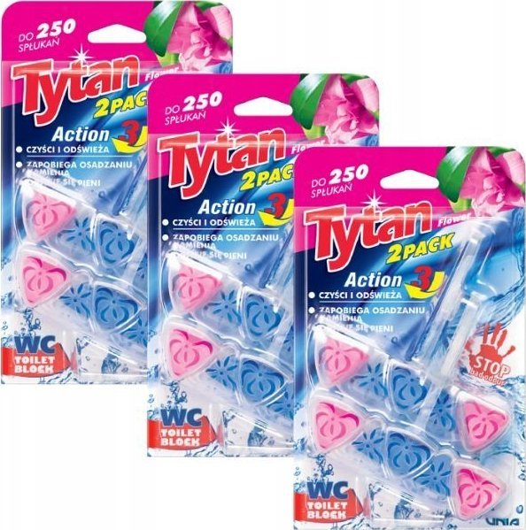 Tytan 3w1 kostka do WC ACTION3 flower 6x40g