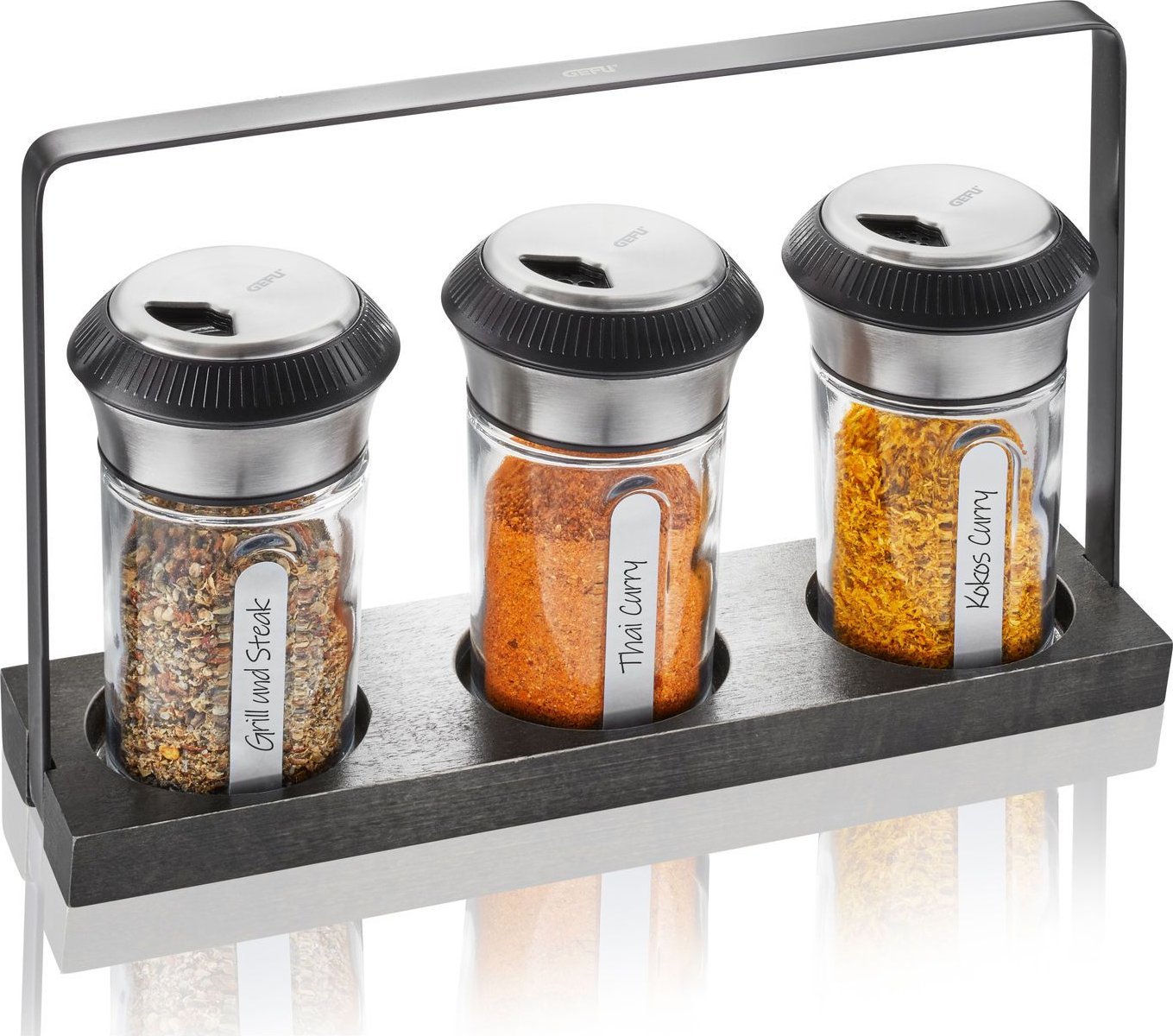 NPC Polska GEFU Zestaw 3 pojemników na przyprawy + etykiety