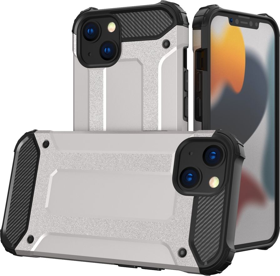Hurtel Hybrid Armor pancerne hybrydowe etui pokrowiec iPhone 13 srebrny