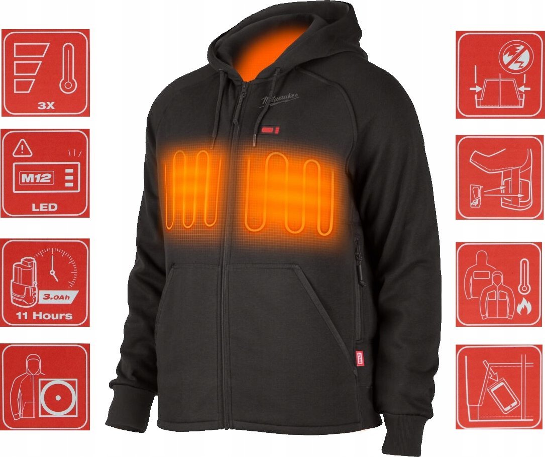 Milwaukee HEATED SWEATSHIRT M12HHBL4-0(XL) BLACK