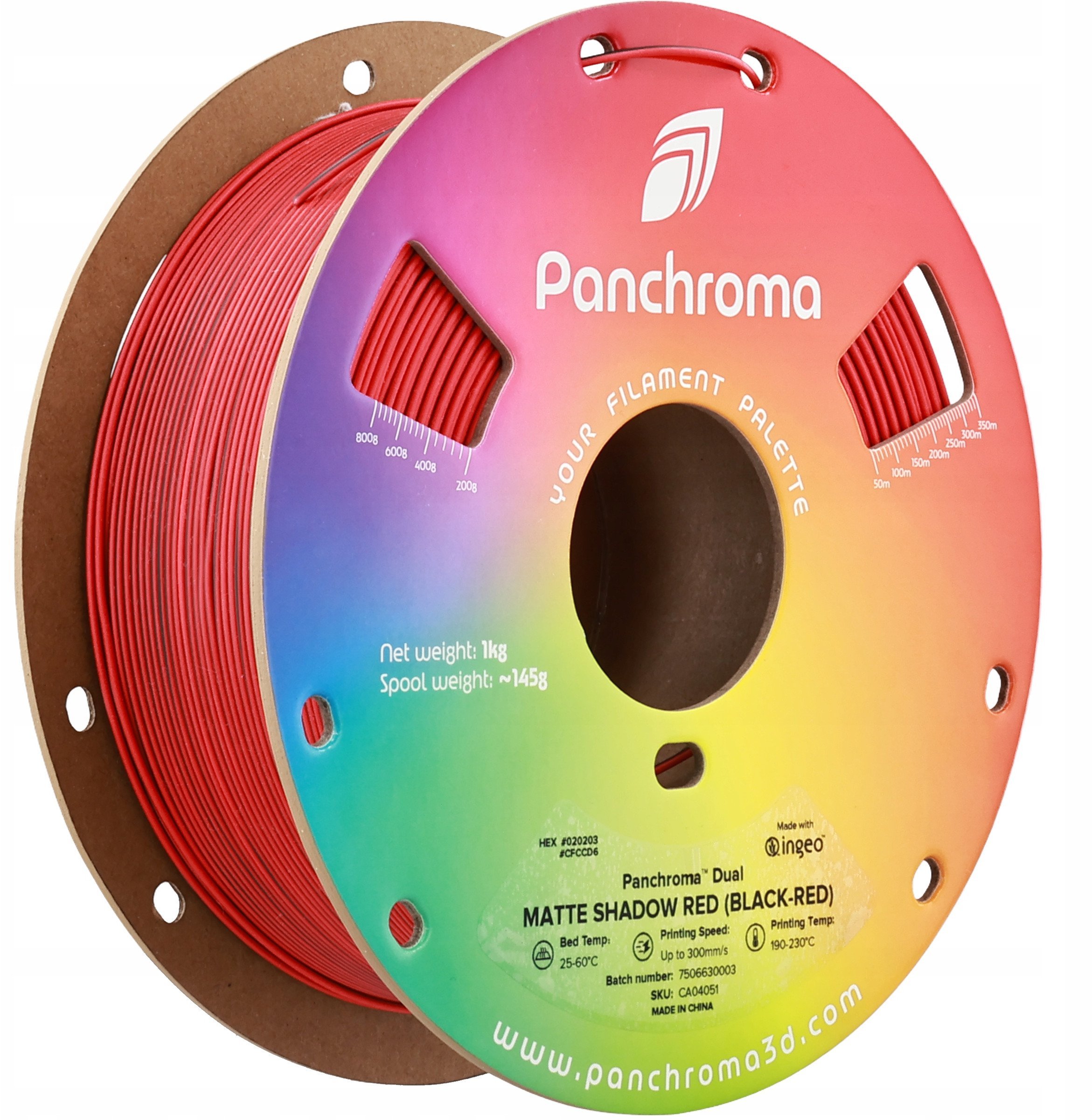 Filament Polymaker Panchroma PLA Dual Shadow Red 1,75mm 1kg - Black-Red}