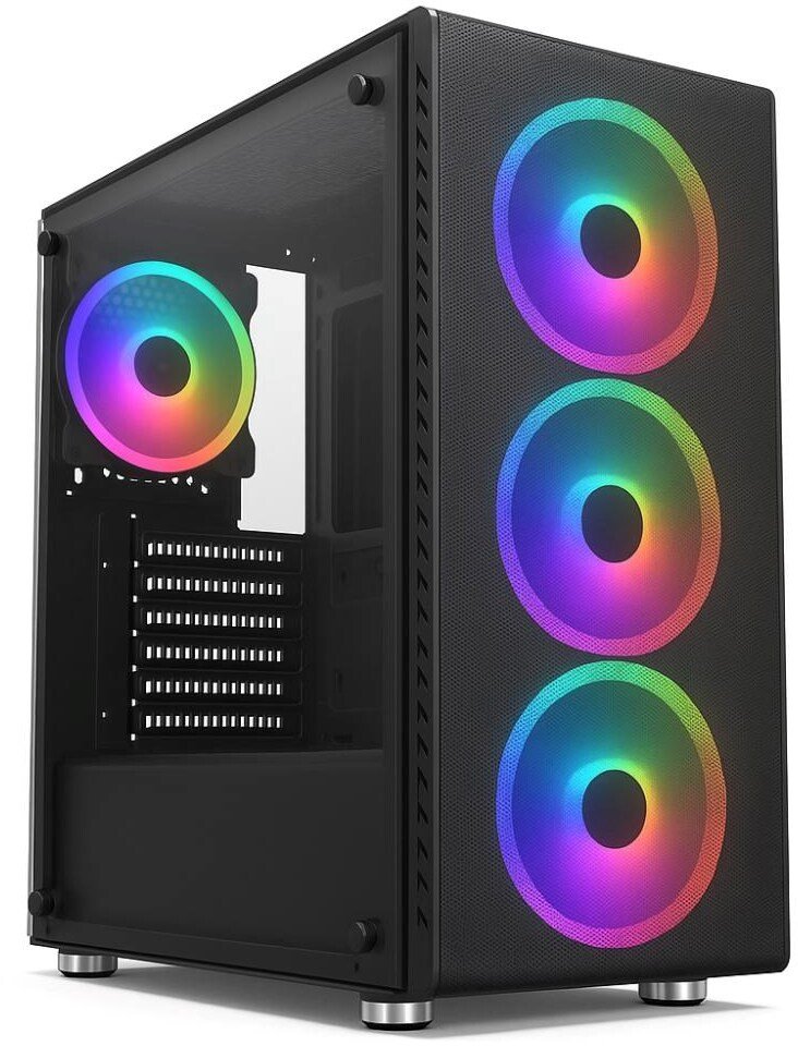 Obudowa 1stCOOL Obudowa Rainbow Mid Tower ATX AU przezroczysty panel boczny 4x 120mm Fan 650W 88+ czarny