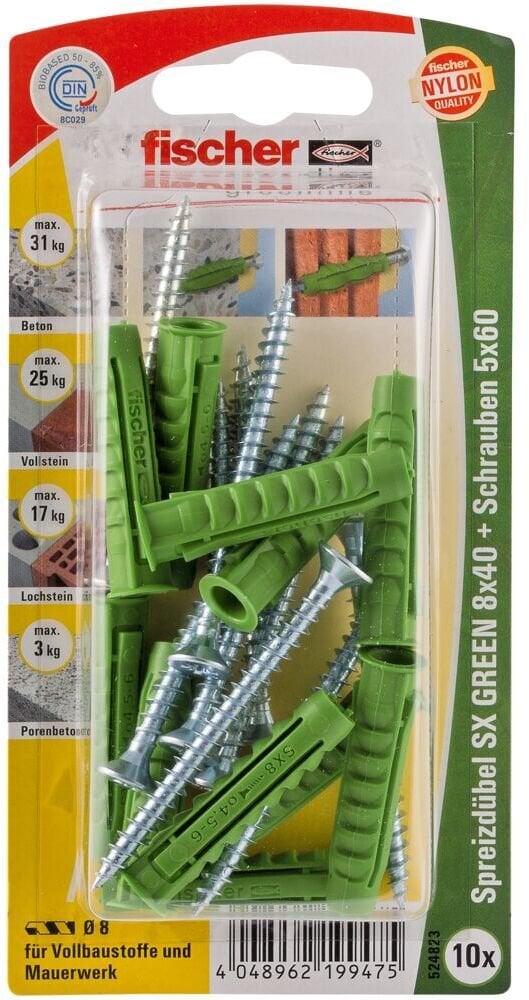 Fischer kotwa śrubowa/kołek rozporowy 10 szt. Zestaw śrub i kołków rozporowych 40 mm