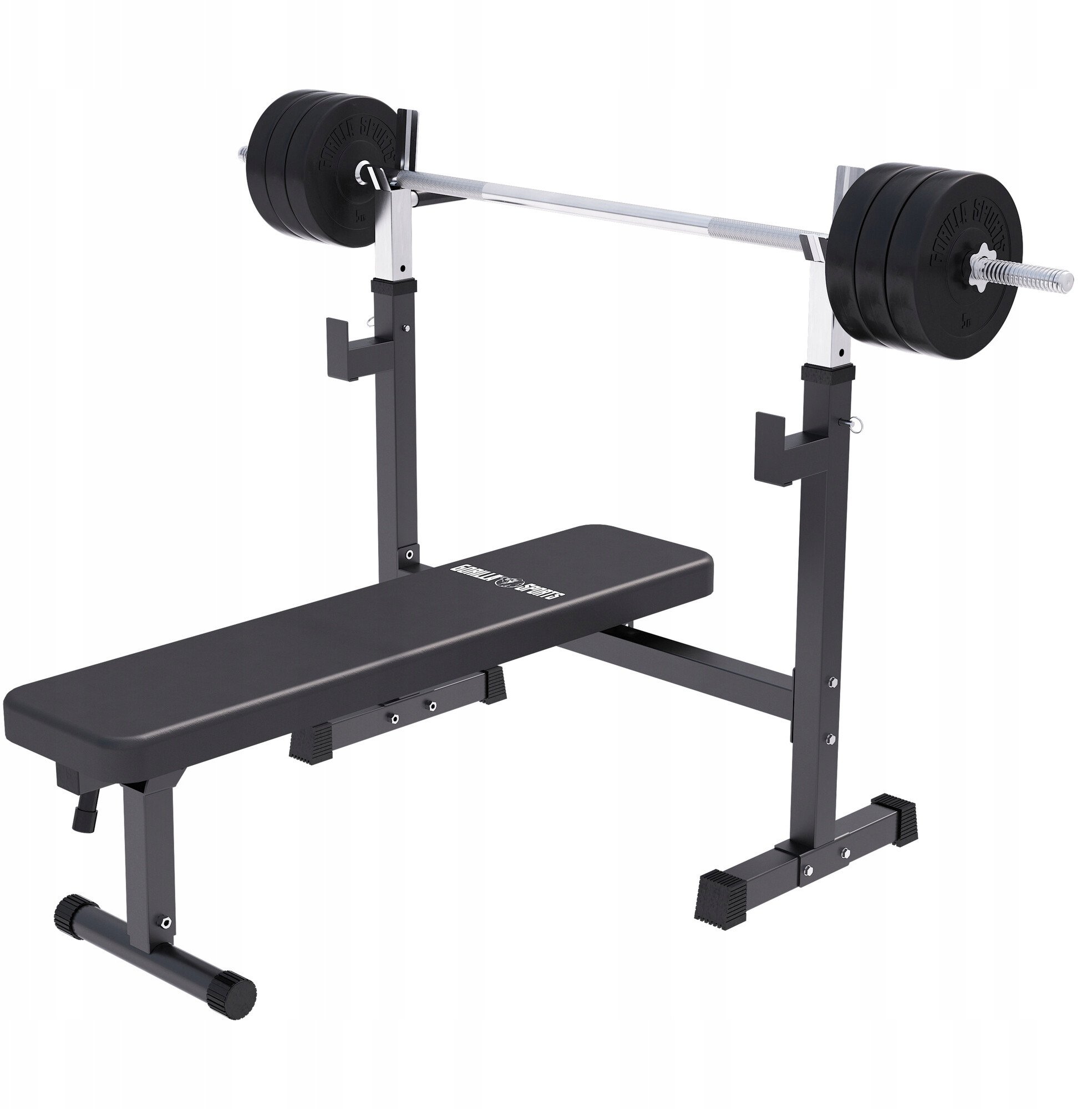 Ławka szeroka pod sztangę 3w1 zestaw bitumiczny 40 kg, sztanga