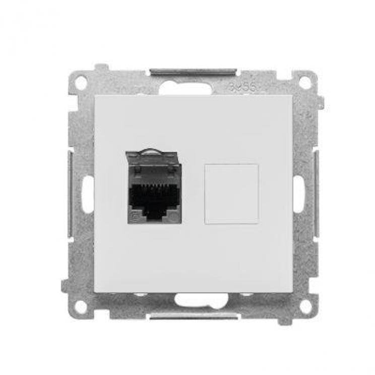 Kontakt-Simon Gniazdo komputerowe single RJ45 kategoria 6, z przesłoną dustproof (moduł) light gray mat T61.01/114