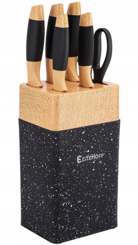 ZESTAW NOŻY KUCHENNYCH W STOJAKU Z OSTRZAŁKĄ E-6267