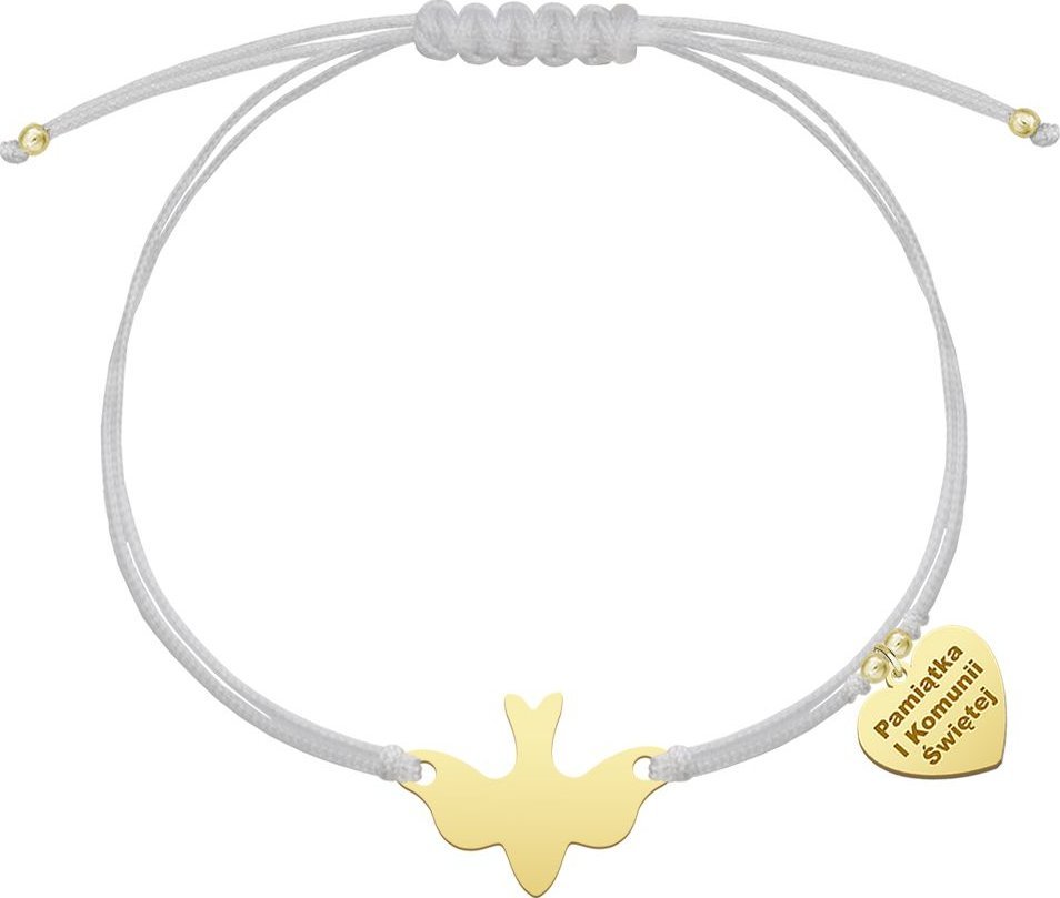 Radziszewska Jewellery Bransoletka GOŁĘBICA Duch Święty srebro pozłacane sznurek GRAWER GRATIS