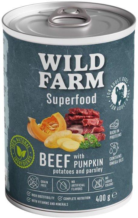 WILD FARM Superfood Beef 400g bezzbożowa karma dla psa