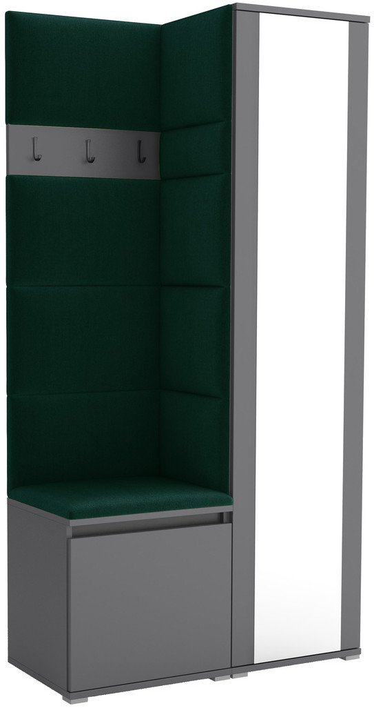 Tapicerowana garderoba Noris VI z lustrem - antracyt + tkanina Trinity 28