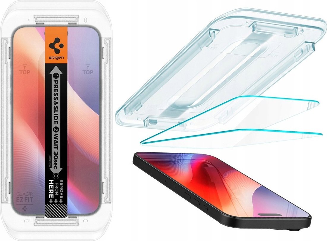 Szkło ochronne na ekran + ramka montażowa Apple iPhone 16 Pro 2 sztuki