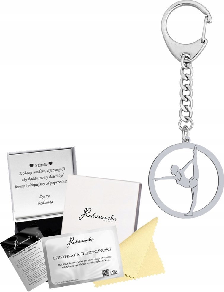 Radziszewska Jewellery Brelok Srebrny Gimnastyka Prezent dla Gimnastyczki GRAWER DEDYKACJA GRATIS