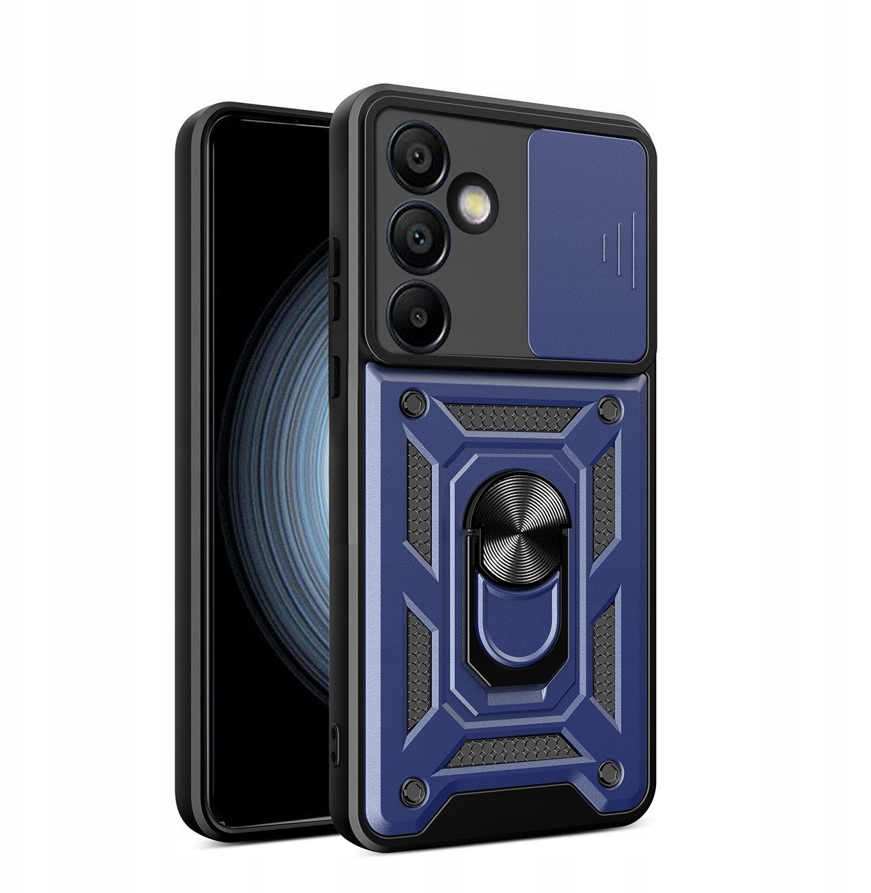 Pancerne etui Hybrid Armor Camshield z podstawką i osłoną aparatu na Samsung Galaxy A26 - niebieskie