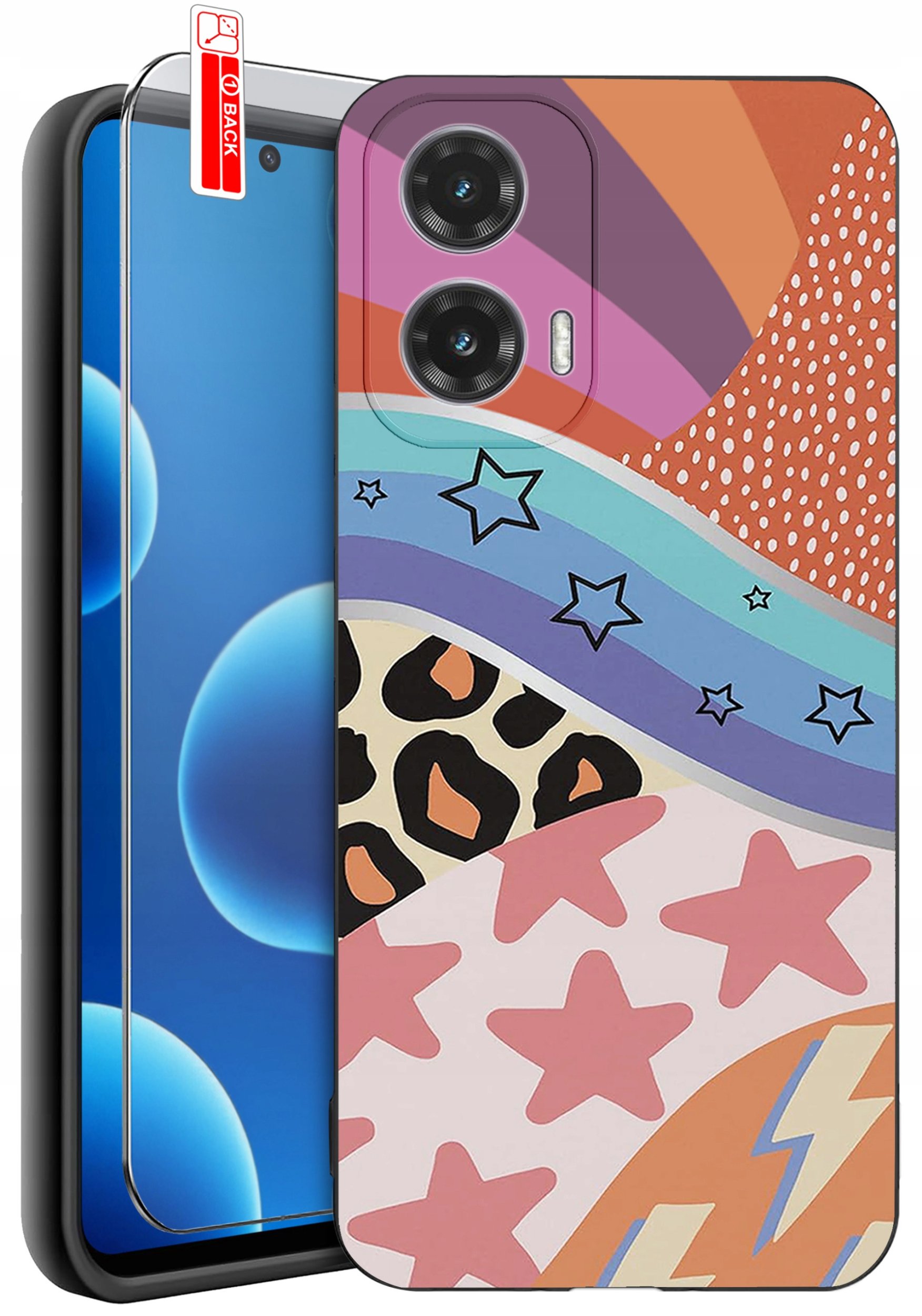 ETUI do Motorola Moto G45 5G | WZORY | SILIKONOWE MATT CASE + SZKŁO 9H