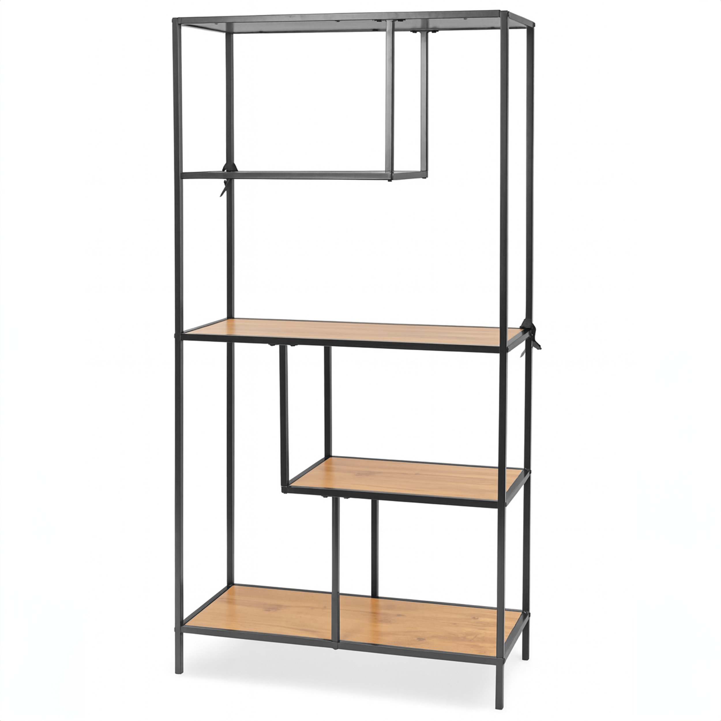 Vasagle Regał loftowy z półkami 150x77x33 czarny metal dąb industrialny salon