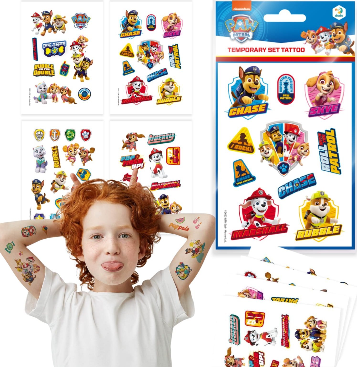 Dodo Zestaw Tymczasowych Tatuaży "Psi Patrol" Pieski Tatuaże Zmywalne Bezpieczne