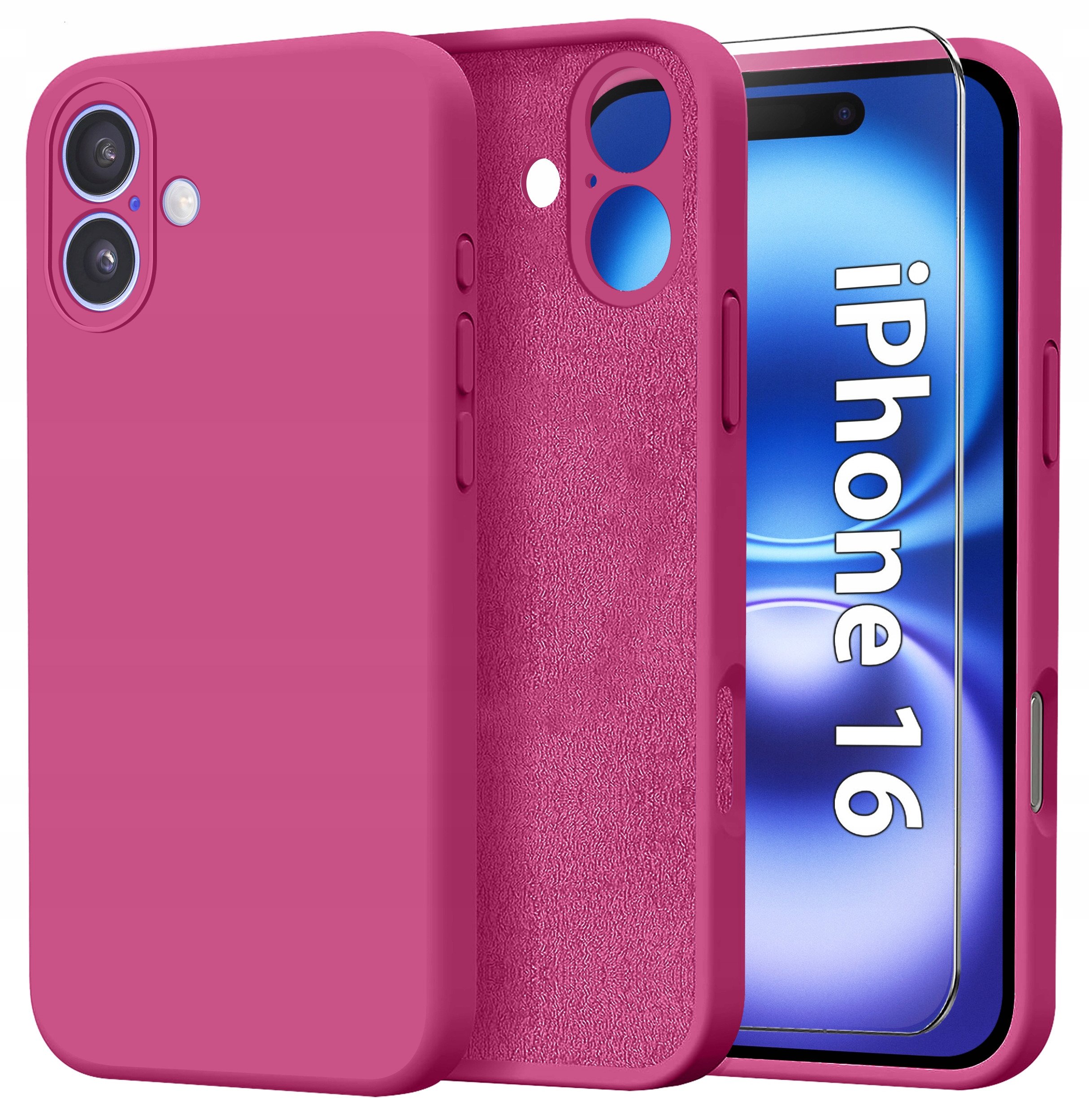 Etui do Apple iPhone 16 CASE Silicone ELASTYCZNE + Szkło OCHRONNE 9H