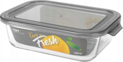 Ravi Prostokątny pojemnik na żywność szkło żaroodporne 1L szary