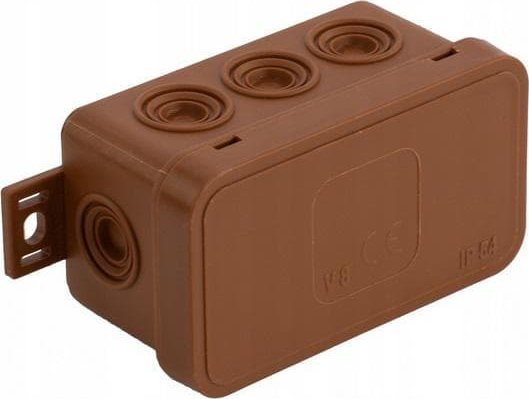 ViPlast Puszka natynkowa pusta 8 wlotów VIPLAST V8 klik BRĄZOWA IP54 80x45x41mm 038-02