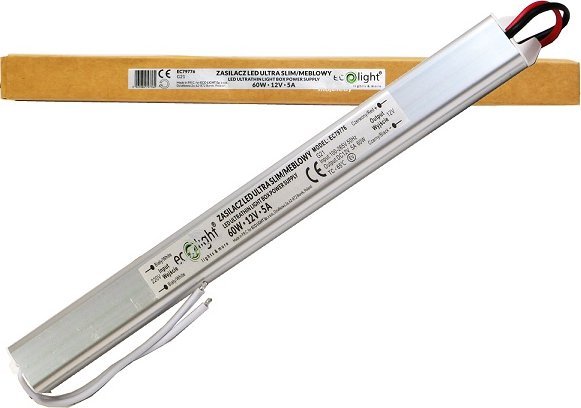 Zasilacz serwerowy Mojeledy Zasilacz led 5A 60W 12V DC EC79776 meblowy baton