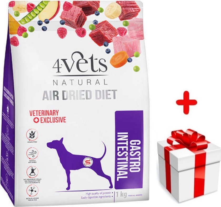 DOLINA NOTECI 4Vets Natural Gastro Intestinal karma suszona dla psów z zaburzeniami trawienia 1kg + niespodzianka dla psa GRATIS!