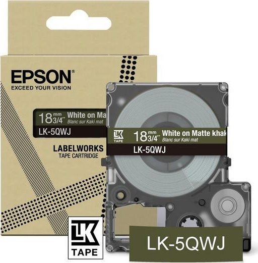 Epson Epson LabelWorks LK-5QWJ - Weiss auf Matt-Khaki - Rolle (1,8 cm x 8 m) 1 Kassette(n) Hangebox - Bandkassette - fur LabelWorks LW-C410, LW-C610
