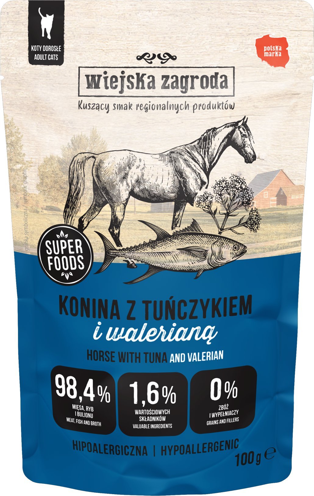 Karma mokra dla kota Konina z tuńczykiem i walerianą (dorosły) 100g