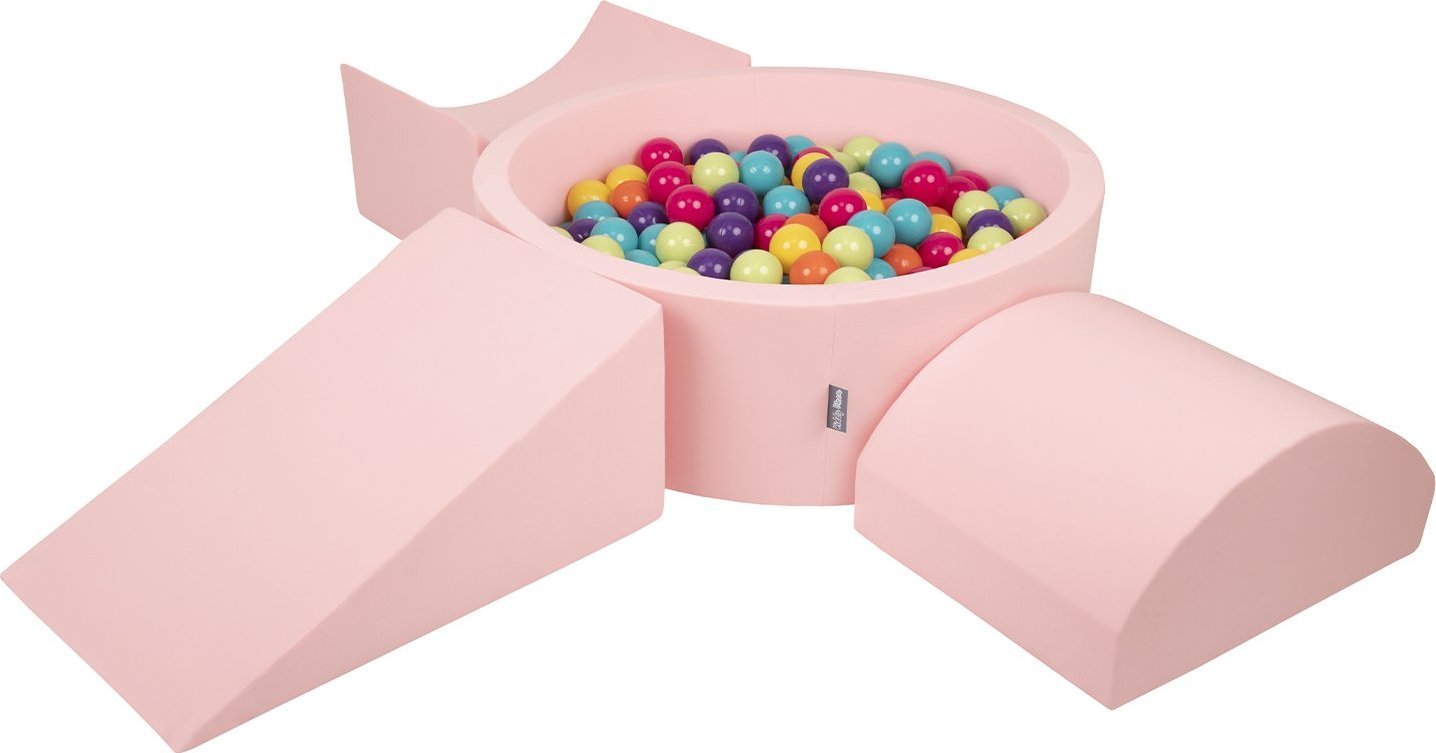 KiddyMoon KiddyMoon Piankowy plac zabaw PPZP-OK30D-114 z piłeczkami różowy: jasny zielony-żółty-turkus-pomarańcz-ciemny róż-fiolet basen 200/klin L/ra