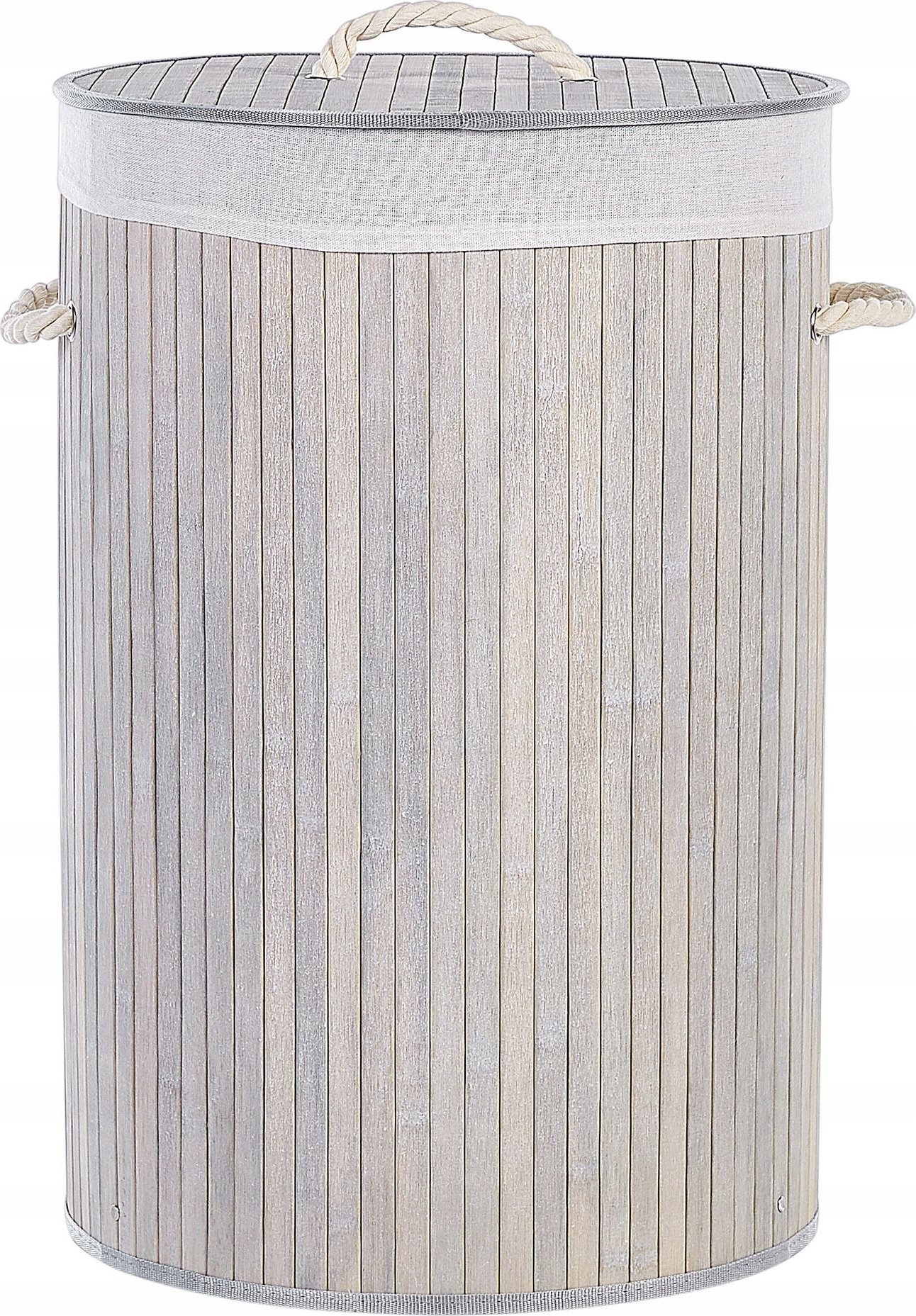 Beliani Kosz bambusowy z pokrywą szary SANNAR