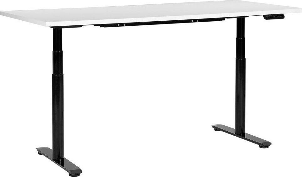 Biurko Beliani Biurko regulowane elektrycznie 180 x 72 cm biało-czarne DESTIN IV