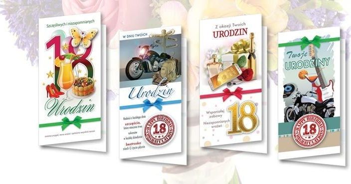 Top Graphic Karnet DL De Lux. Złocony 18 Urodziny MIX (10szt.)