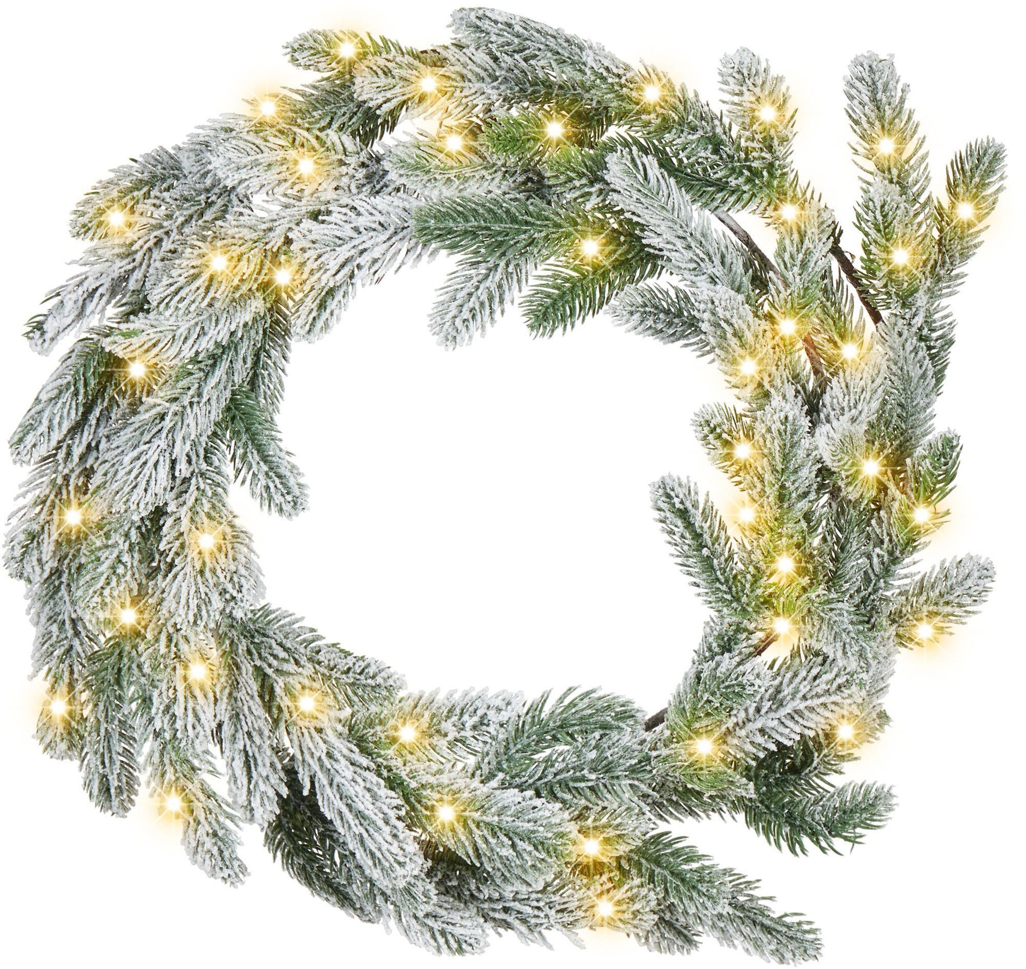 Dekoracja świąteczna Beliani Dekoracyjny wieniec świąteczny ze światełkami ⌀ 45 cm zielony ALBINI