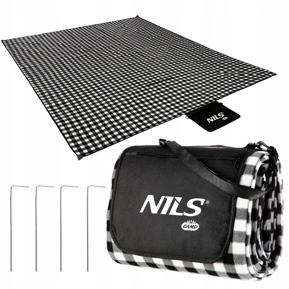 NC2311 KOC PIKNIKOWY BIAŁO-CZARNY 200x200 CM PE + ALU NILS CAMP