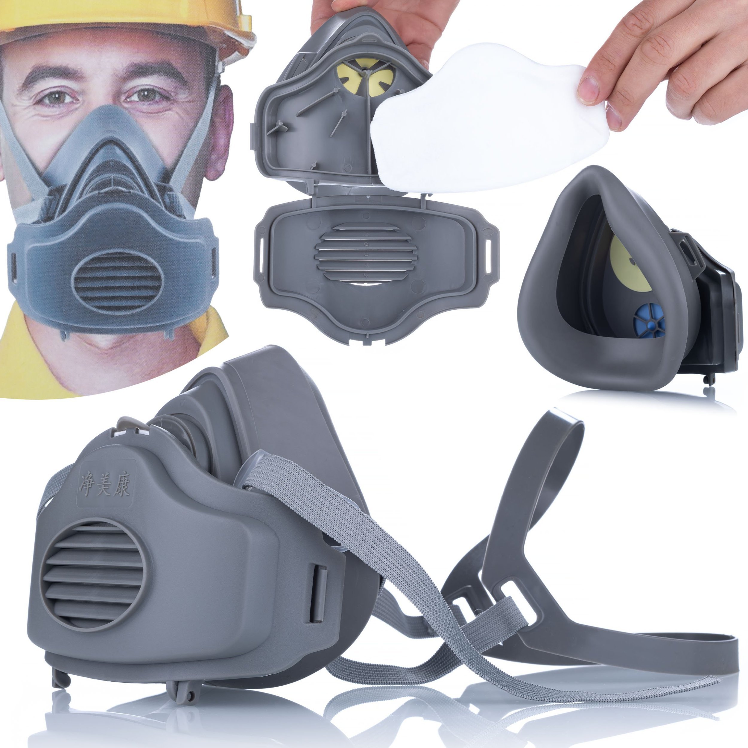 Rosfix MASKA PÓŁMASKA MALARSKA Z FILTREM KN95 WYGODNA REGULOWANA DO AGREGATU HQ