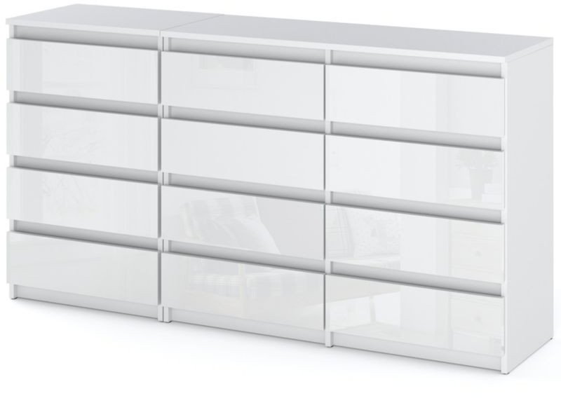 Komoda 12 Szuflad Pojemna Szafka Do Salonu Sypialni Rtv 180cm Biały Połysk