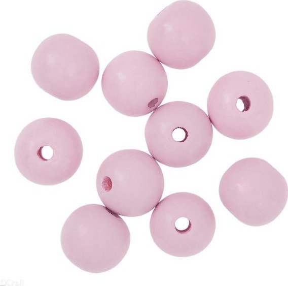 KORALIKI DREWNIANE, KULKI, 2, 5 CM, LILIOWE, 10 SZT.