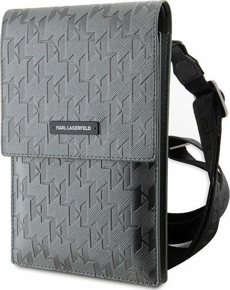 Karl Lagerfeld Karl Lagerfeld Torebka Na Telefon Klwbsamsmg Srebrna Hardcase Phone Pounch Universal Saffiano Mono Plaque