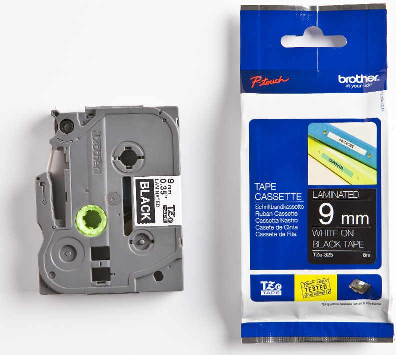 Brother taśma TZE-325 (white on black)