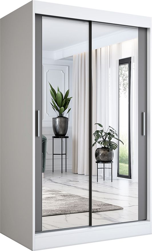 Elior Szafa przesuwna w kolorze biały + antracyt 120 - Edna 3X