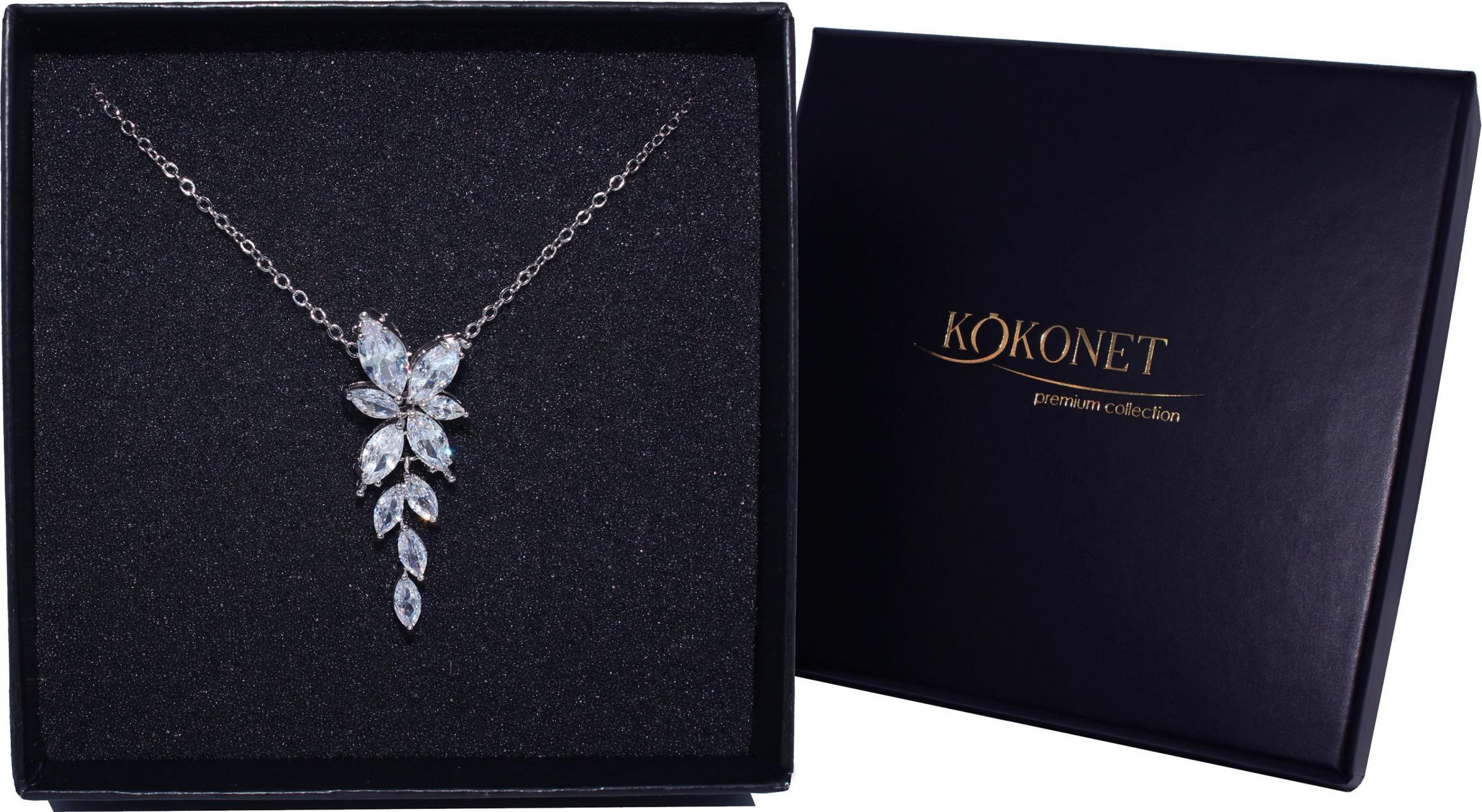 KOKONET Naszyjnik SREBRNY ślubny prezent KWIAT delikatny