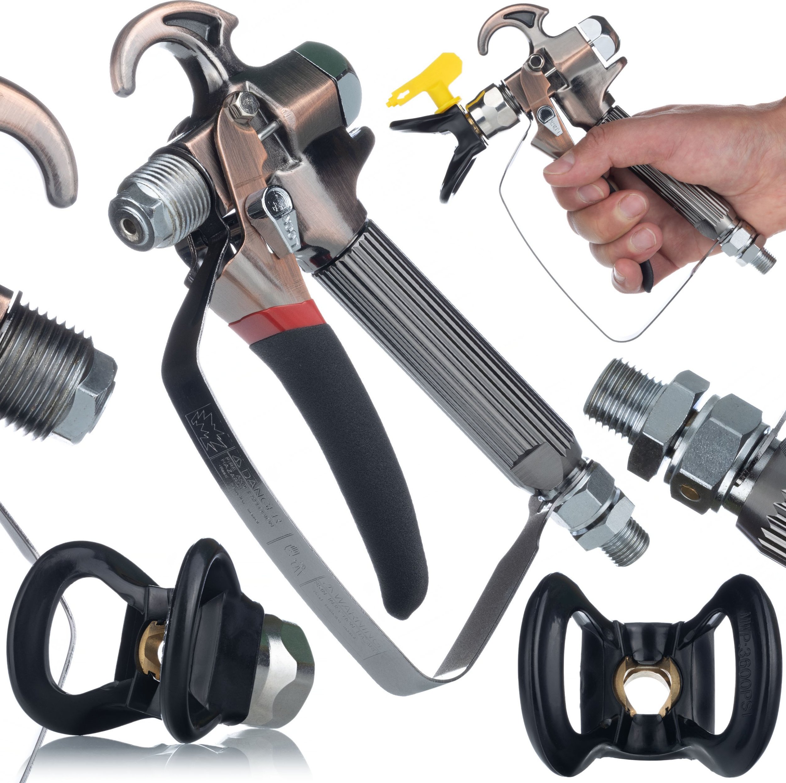 Rosfix PROFESJONALNY WYTRZYMAŁY PISTOLET MALARSKI DO AGREGATU MALARSKIEGO + OSŁONA