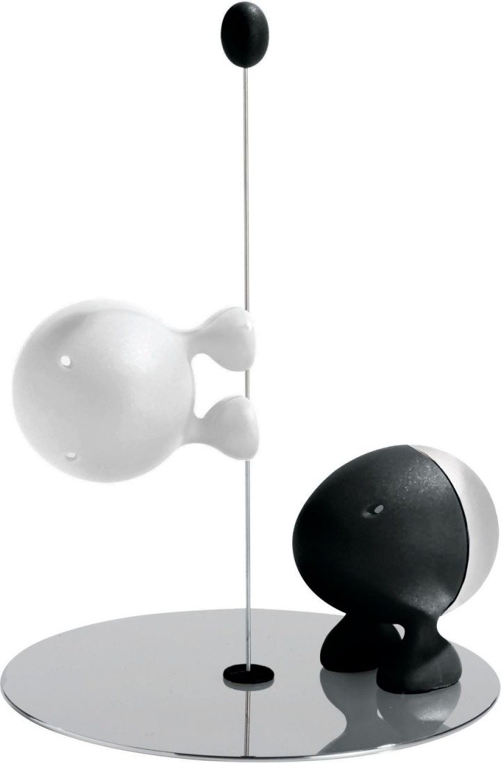 Alessi Zestaw solniczka i pieprzniczka ze stali nierdzewnej i żywicy, biały (ASG02 BW)