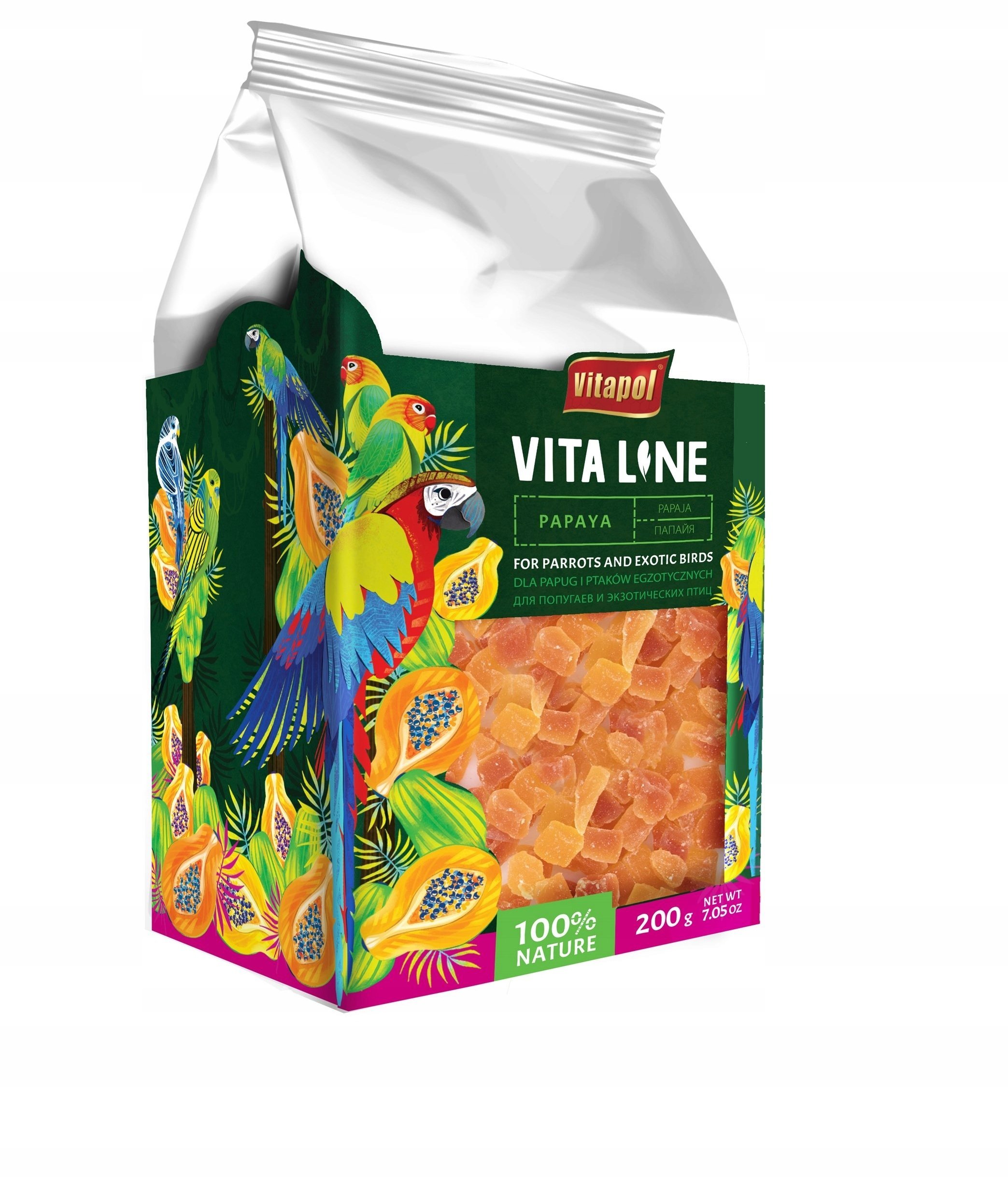 Vitaline Papaja dla papug i ptaków egzotycznych, 200g, 4szt/disp