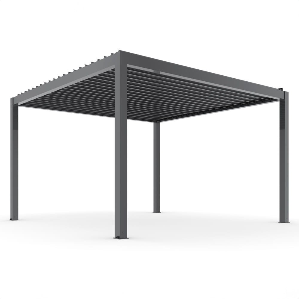 PERGOLA OGRODOWA ELEKTRYCZNA LUXE 3X4M ALUMINIOWA Z OŚWIETLENIEM LED ANTRACYT